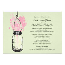 Mason Jar and Wildflowers Wedding Custom Invite
