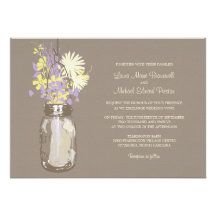 Mason Jar and Wildflowers Wedding Invitations