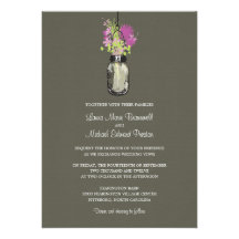 Mason Jar and Wildflowers Wedding Invitations