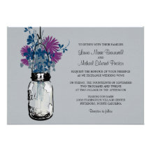 Mason Jar and Wildflowers Wedding Invitations