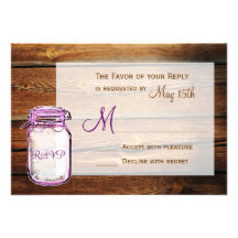 Mason Jar Barn Wood Rustic Wedding RSVP Cards