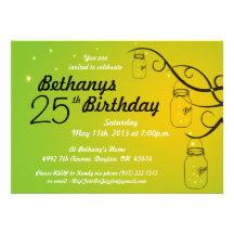 Mason Jar Birthday Invitation in Greens and Orange