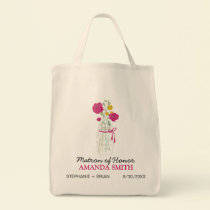 Mason Jar Custom Wedding Party Tote Bag (fuchsia) bags
