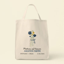 Mason Jar Custom Wedding Party Tote Bag (navy) bags