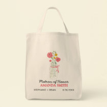 Mason Jar Custom Wedding Party Tote Bag (pink) bags