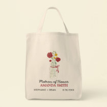 Mason Jar Custom Wedding Party Tote Bag (red) bags