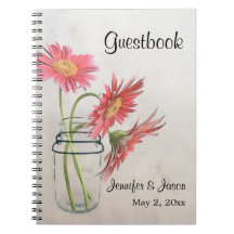 Mason Jar Daisies Notebook - Guestbook