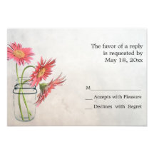 Mason Jar Daisies RSVP Cards Custom Invites