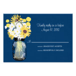 Mason Jar Daisies Sunflowers & Billy Balls  RSVP invitations