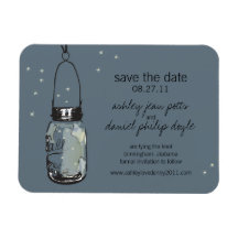 Mason Jar & Fireflies Save the Date Rectangle Magnet