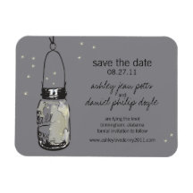 Mason Jar & Fireflies Save the Date Vinyl Magnet