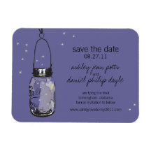Mason Jar & Fireflies Save the Date Vinyl Magnets