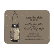 Mason Jar & Fireflies Save the Date Vinyl Magnets