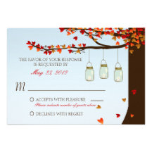 Mason Jar Oak Tree RSVP Personalized Invite