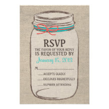 Mason Jar Rustic RSVP Card