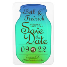 Mason Jar Save The Date Magnet - Blues and Greens