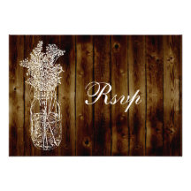 Mason Jar Stamp RSVP on Dark Wood Plank Invite