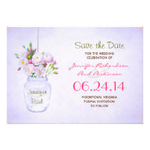 mason jar victorian flowers save the date custom invitations