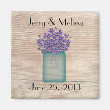Mason Jar Violets Wedding Favor Magnet