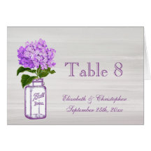 Mason Jar & White Hydrangea Wedding Table Number Greeting Cards