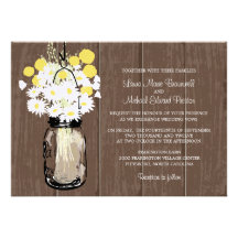 Mason Jar Wild Daisies & Billy Balls Personalised Announcements