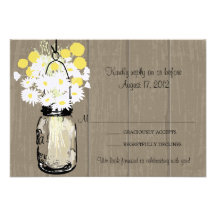 Mason Jar Wild Daisies & Billy Balls  RSVP Personalised Invite