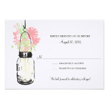 Mason Jar & Wildflowers RSVP Card Personalized Invitation