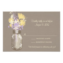 Mason Jar & Wildflowers RSVP Card Personalised Announcement