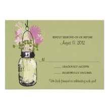 Mason Jar & Wildflowers RSVP Card Personalised Invitations