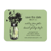 Mason Jar & Wildflowers Save the Date Rectangle Magnet