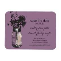Mason Jar & Wildflowers Save the Date Flexible Magnet