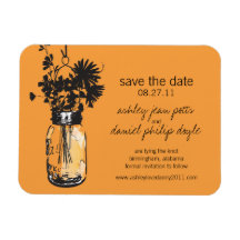 Mason Jar & Wildflowers Save the Date Vinyl Magnet