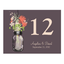 Mason Jar & Wildflowers Table Card Post Card