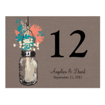 Mason Jar & Wildflowers Table Card Postcard