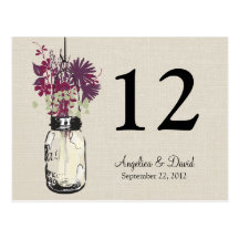 Mason Jar & Wildflowers Table Card Postcards