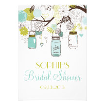 Mason Jars Spring Flowers Bridal Shower Invitation