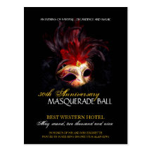 Masquerade Ball Invitation Post Cards