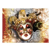 Masquerade mask venetian mardi gras party announcements