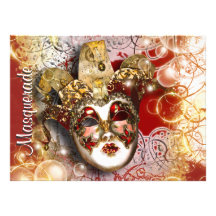Masquerade mask venetian mardi gras party personalized invitations