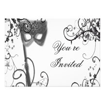 Masquerade Mystique  BW Invitation
