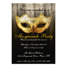 Masquerade Party Celebration Fancy Gold Invitation