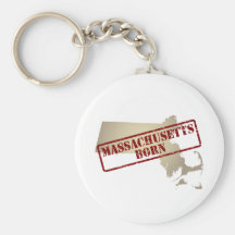 Massachusetts Born - Stamp on Map Keychains