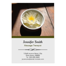 Massage Therapist Chic Water Lily Appointment Business Card Template