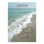 Matching RSVP Card, Two Sand Hearts Beach Wedding