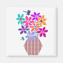 Material vase with flowers magnet