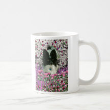 Matisse in Flowers - White & Black Papillon Dog Coffee Mug