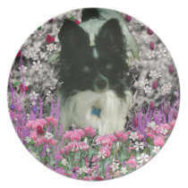 Matisse in Flowers - White & Black Papillon Dog plates