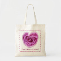 Matron of Honour Bag - PINK Rose Heart with Lace