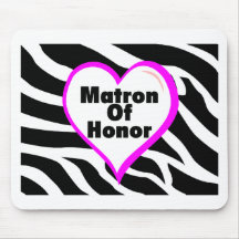 Matron Of Honour (Heart Zebra Print) Mousemat