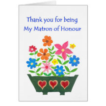 Matron of Honour Thank You Greeting Card